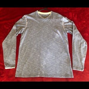 New blue/white Long Sleeve v-neck shirt